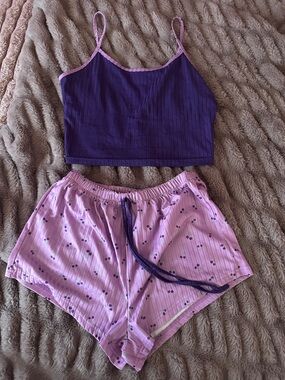 Cherry pajama set purple
